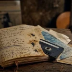 Chanson autobiographique : carnet taché, paroles manuscrites et cassette audio