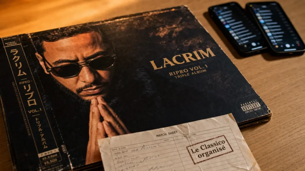 Jaquette triple album du classico organisé, feuille de match et tracklist