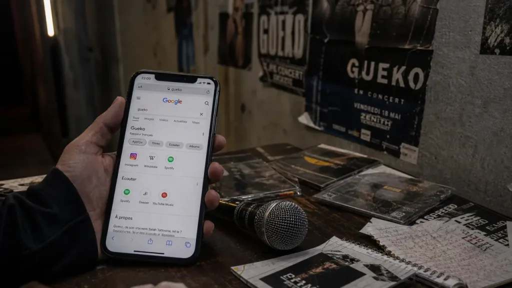 Gueko : recherche « gueko » sur smartphone, rap hardcore