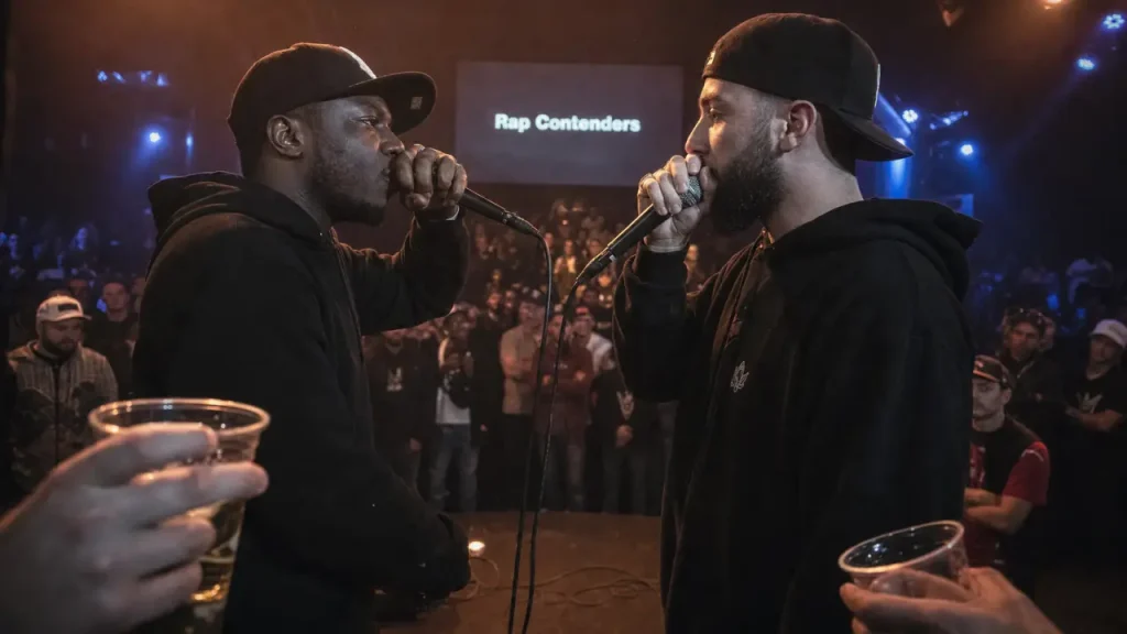 Punchline rap contenders en clash a cappella, deux MCs face à face
