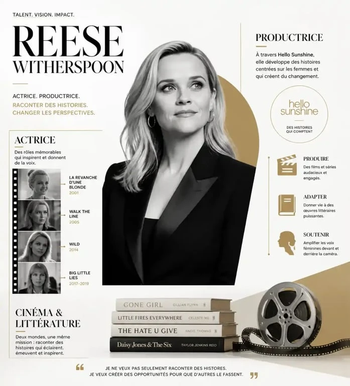 Reese Witherspoon actrice et productrice de films et séries TV.