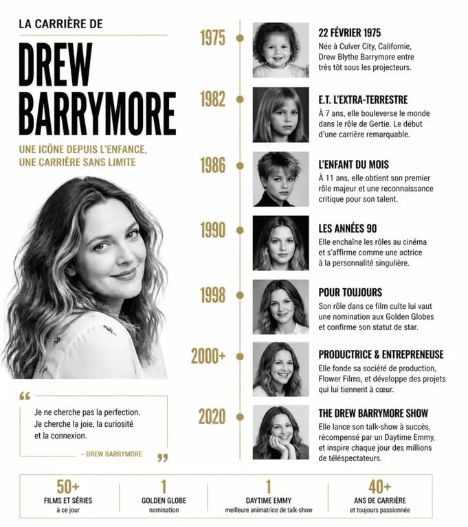 Chronologie de la carrière cinématographique et télévisuelle de Drew Barrymore