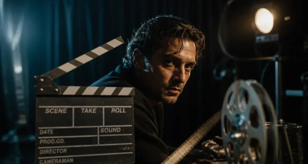 Films et séries tv avec Adam Driver : Adam Driver sur plateau, clapboard 35 mm