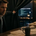 Films et séries TV avec John Krasinski, scène Jack Ryan, bureau et écran code floue