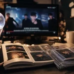 K pop culture : lightstick et album photo avec photocard BTS