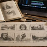 Qu est ce qu un storyboard : tableau de scénarimage avec cases et annotations