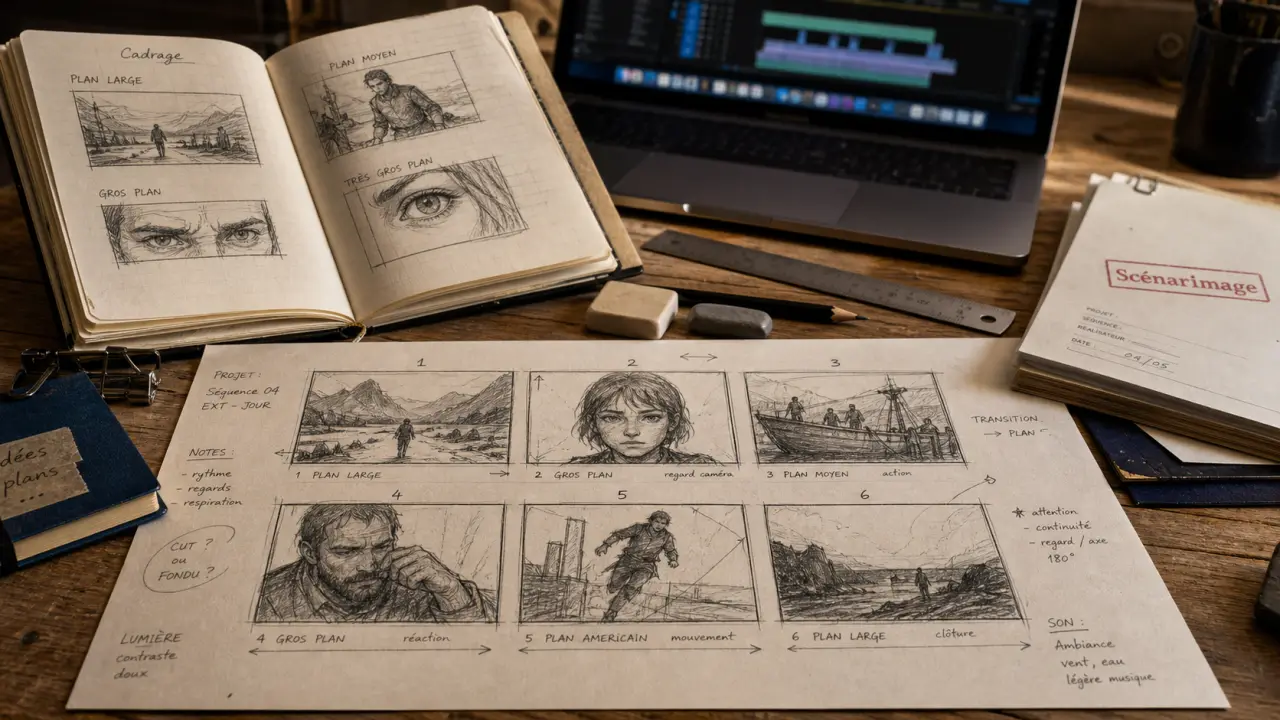Qu est ce qu un storyboard : tableau de scénarimage avec cases et annotations