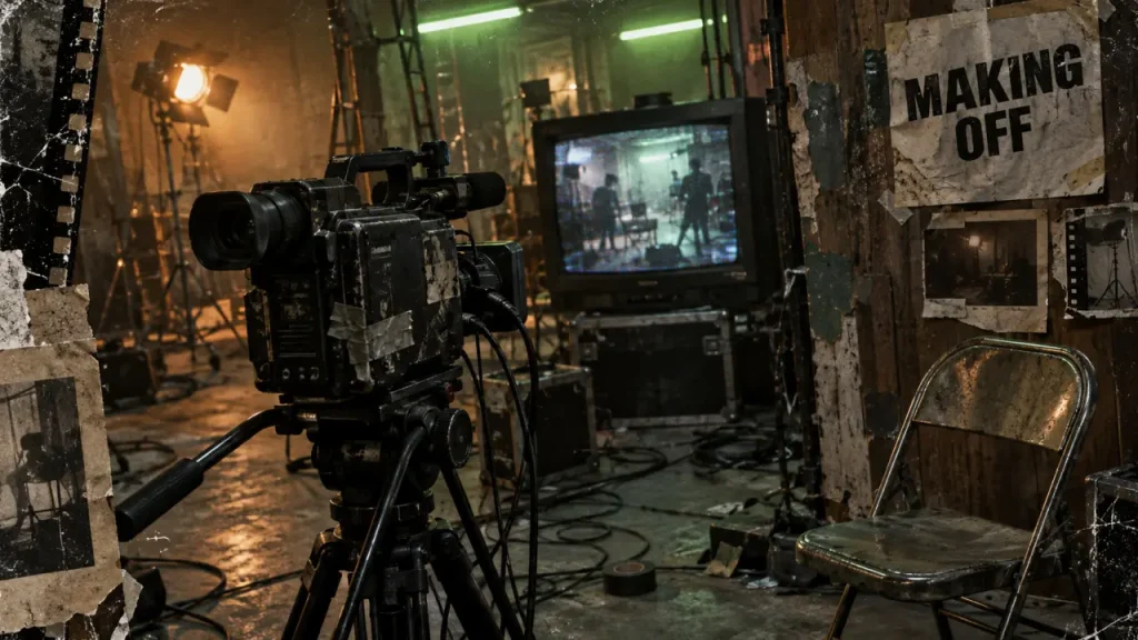 Making of film horreur found footage sur plateau