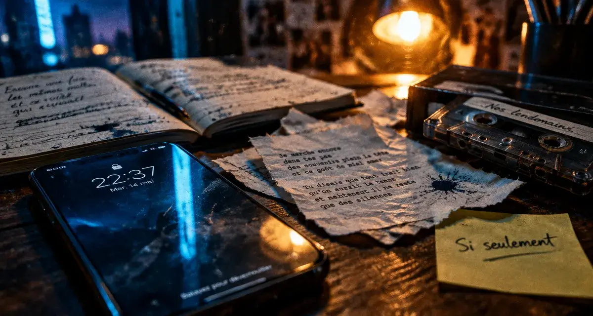 intro josman : table, carnet et cassette audio