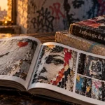 Livres sur le street art : livre ouvert, atlas et pochoir Banksy